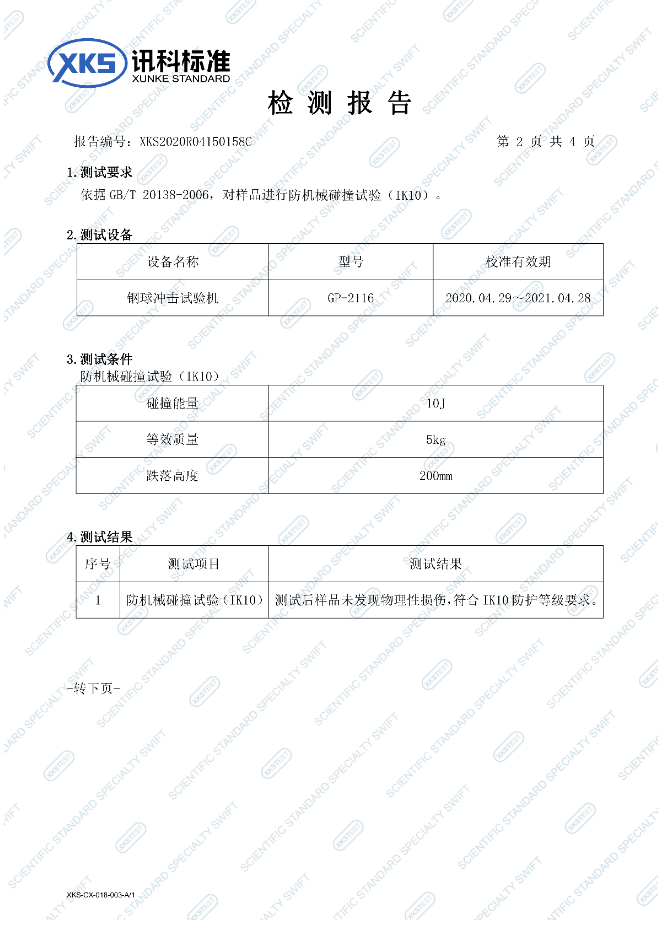 祝賀我司順利通過IK10防碰撞防暴測試！